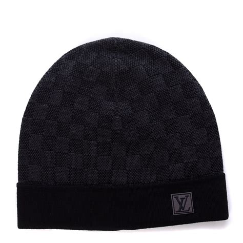 LOUIS VUITTON Wool Petit Damier Hat NM Graphite .